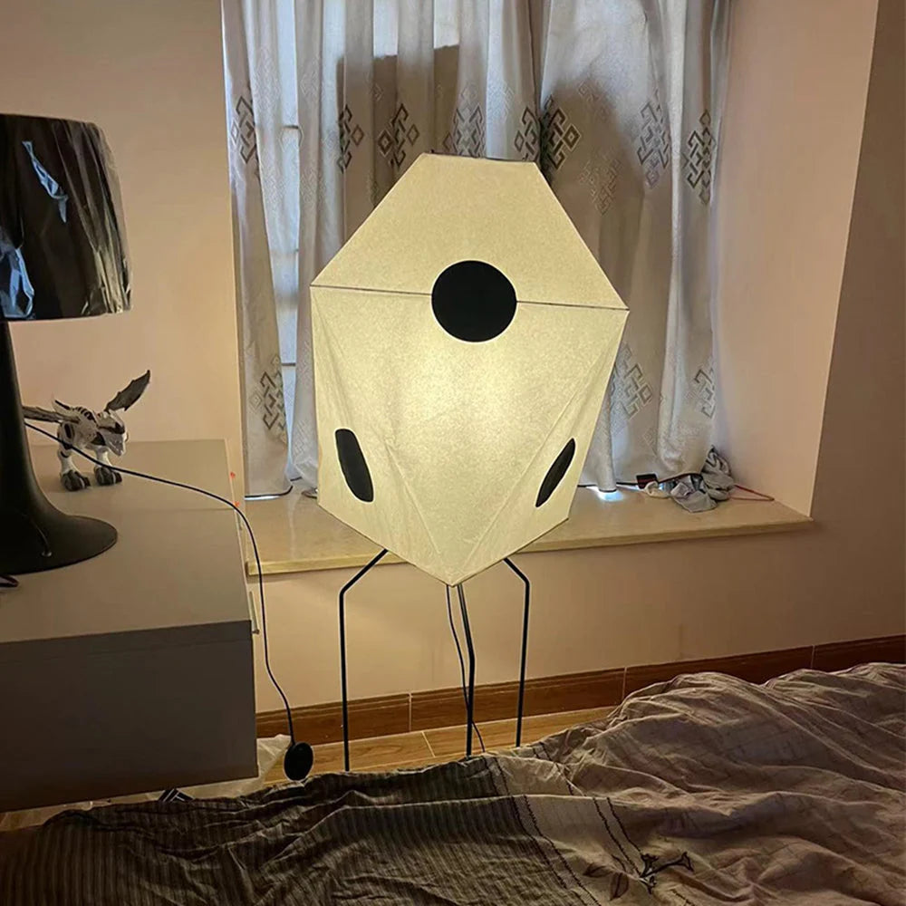 Floor Lamp | Paper Shade & Metal Base | LED Bulb Included
