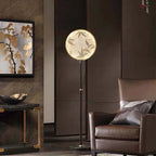 Floor Lamp | Round Printed Glass Shade & Metal Base