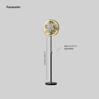 Floor Lamp | Round Printed Glass Shade & Metal Base