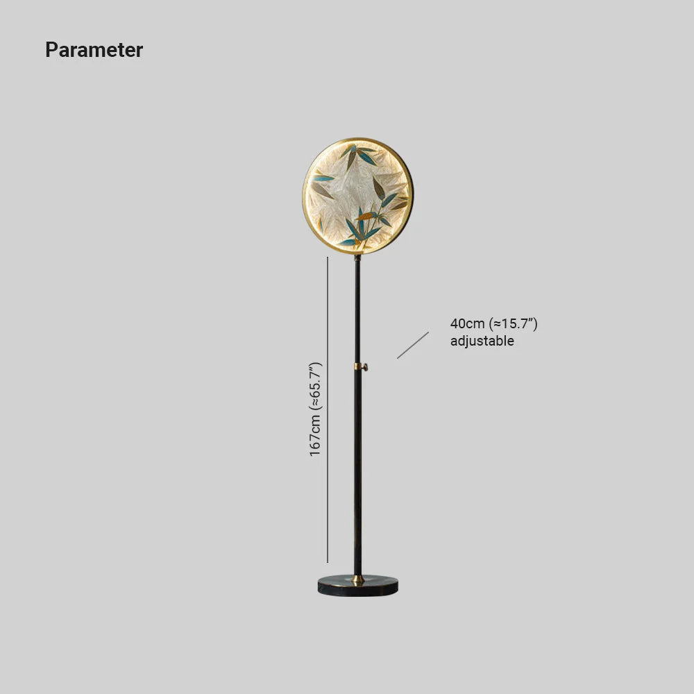 Floor Lamp | Round Printed Glass Shade & Metal Base