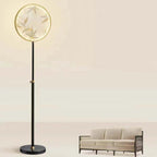 Floor Lamp | Round Printed Glass Shade & Metal Base
