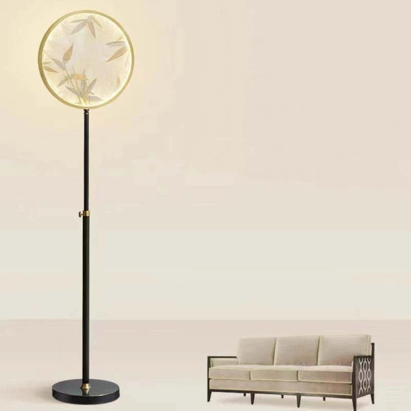 Floor Lamp | Round Printed Glass Shade & Metal Base