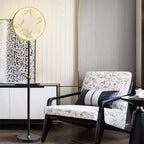 Floor Lamp | Round Printed Glass Shade & Metal Base