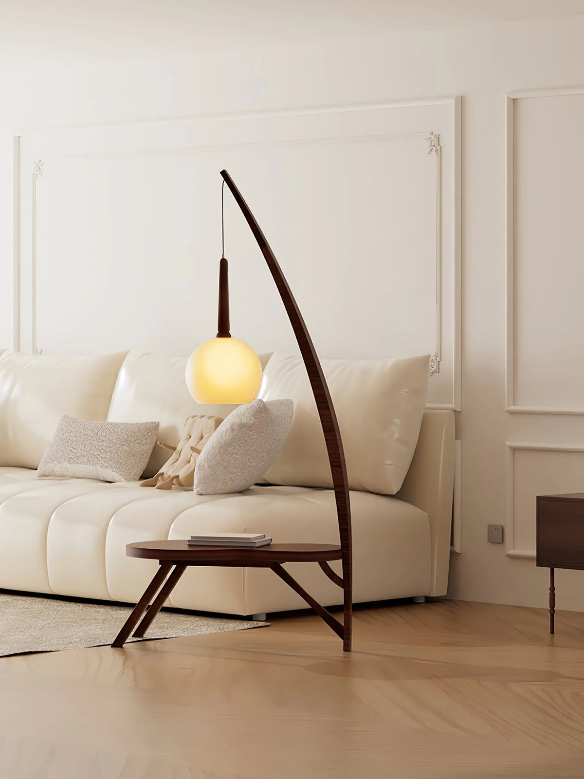 Floor Lamp | Solid Wood & Smoked Glass | 168 cm Height