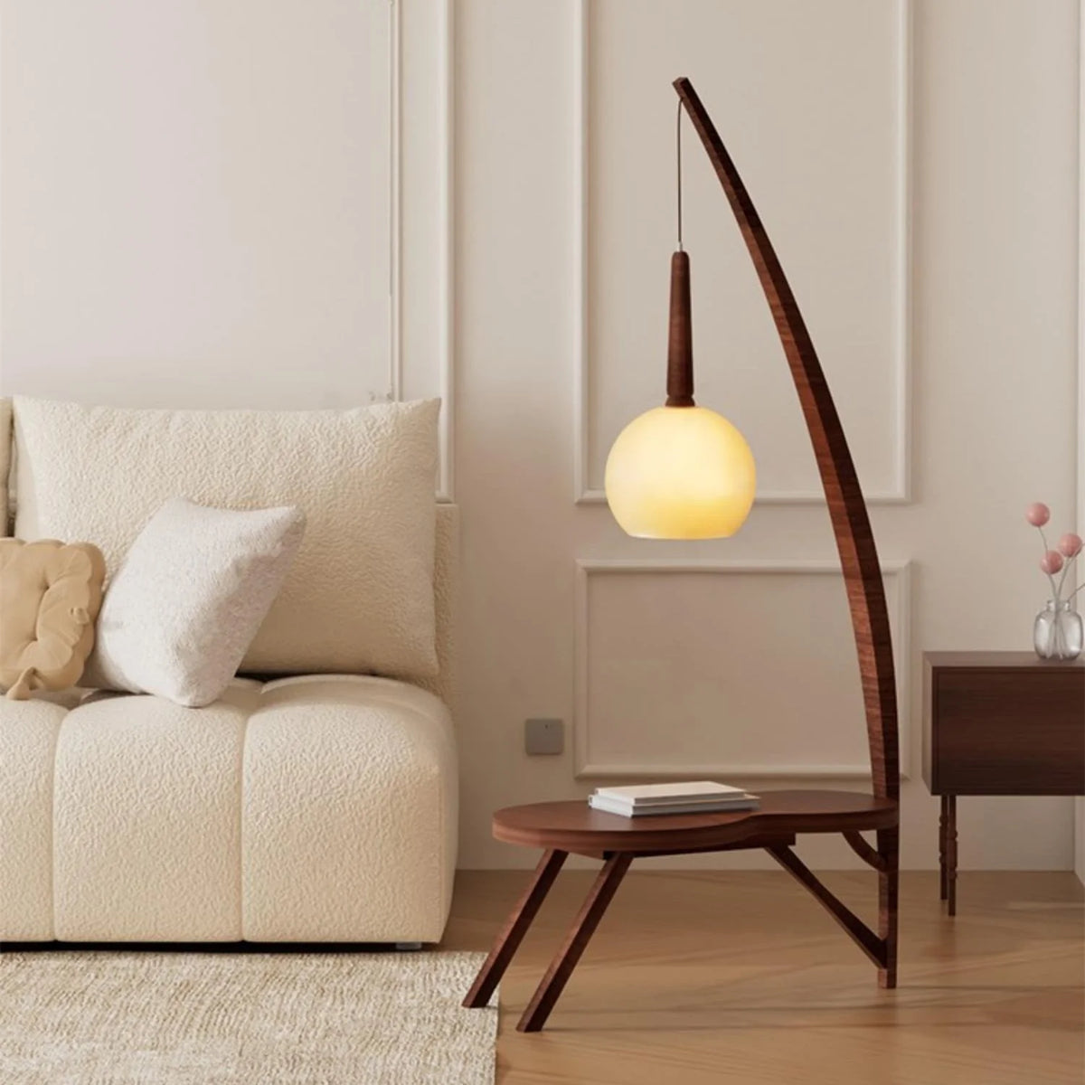 Floor Lamp | Solid Wood & Smoked Glass | 168 cm Height