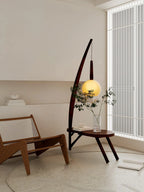 Floor Lamp | Solid Wood & Smoked Glass | 168 cm Height