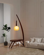 Floor Lamp | Solid Wood & Smoked Glass | 168 cm Height