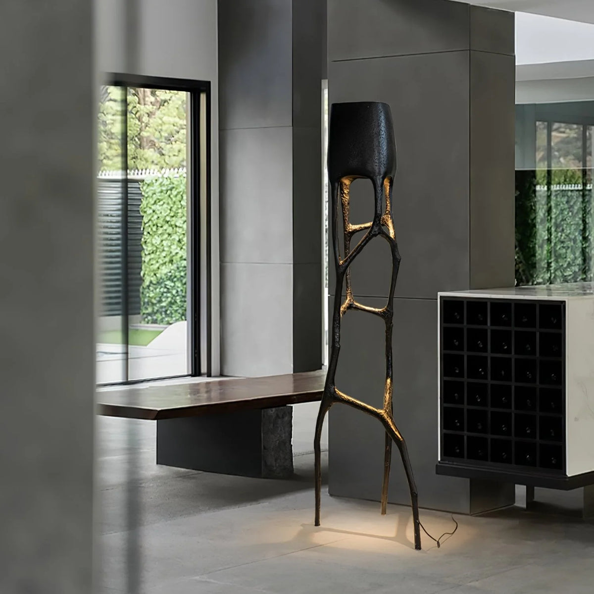 Floor Lamp | Tree Sculpture Fiberglass Body & Metal Accents