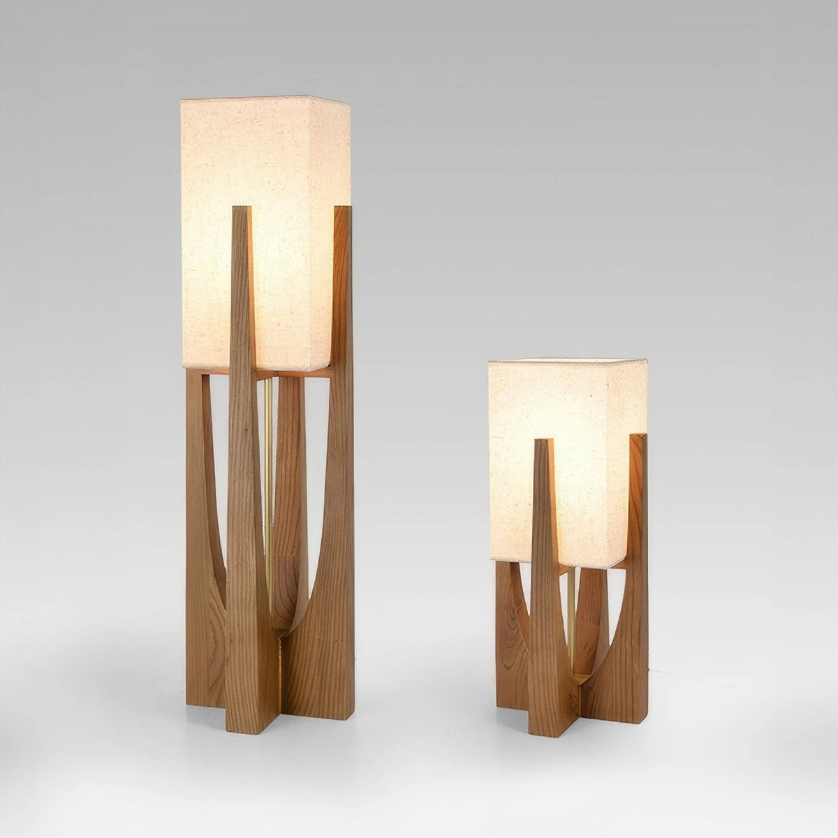 Floor Lamp | Walnut Base & Three-Color LED | Small & Large