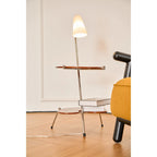 Floor Lamp | Walnut Wood & Glass Shade | 90 cm Height