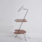 Floor Lamp | Walnut Wood & Glass Shade | 90 cm Height