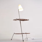 Floor Lamp | Walnut Wood & Glass Shade | 90 cm Height