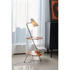 Floor Lamp | Walnut Wood & Glass Shade | 90 cm Height