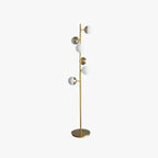 Floor Lamp | Multi-Arm Metal Frame & Glass Globe Shades | Plug-In