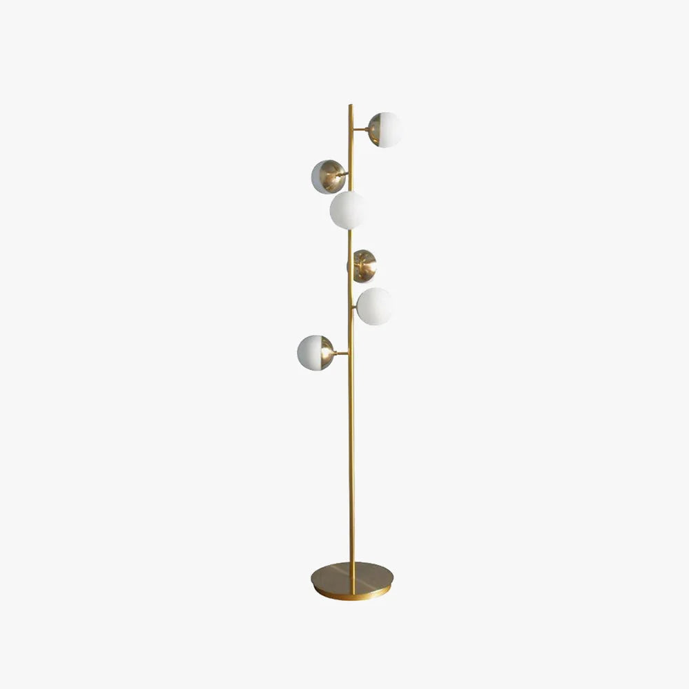 Floor Lamp | Multi-Arm Metal Frame & Glass Globe Shades | Plug-In