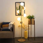Floor Lamp | Multi-Arm Metal Frame & Glass Globe Shades | Plug-In