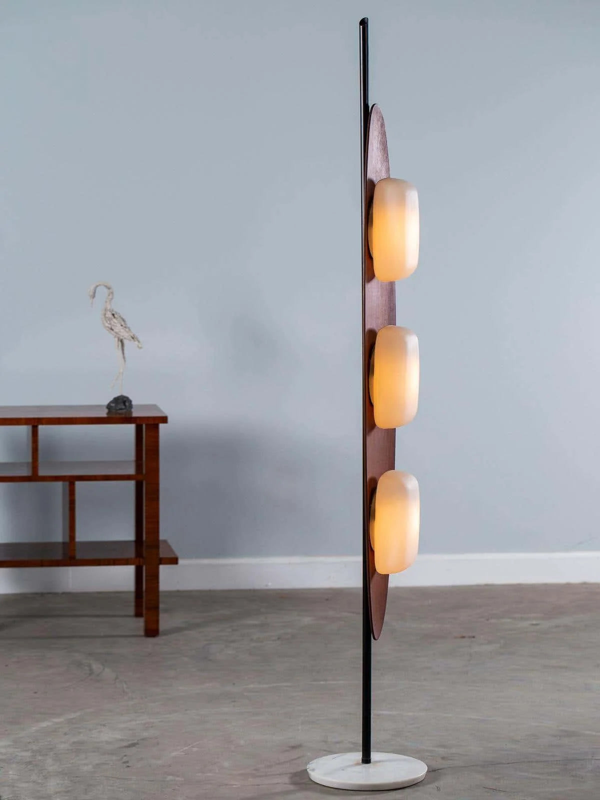 Floor Lamp | Marble & Teak Wood Base | Integrated LED, 160 cm