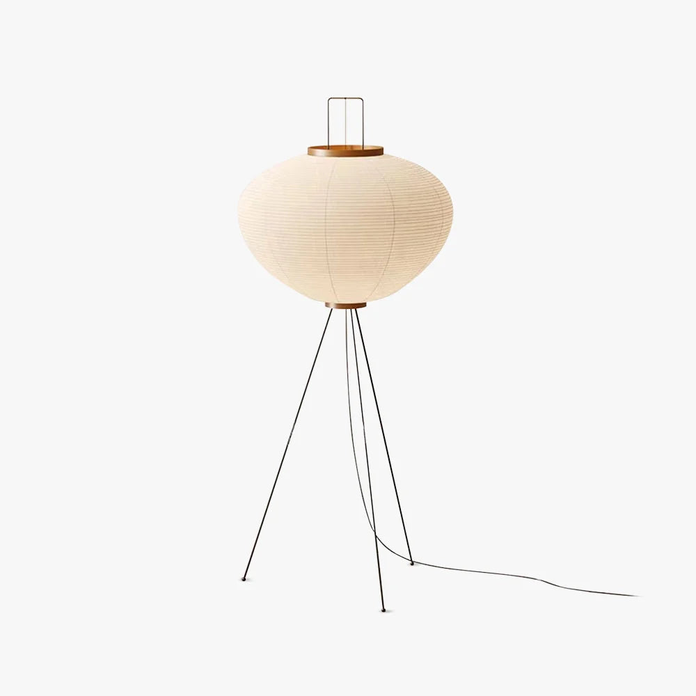 Floor Lamp | Rice Paper Lantern Shade | Metal Tripod Base