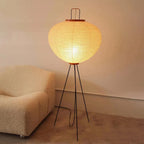 Floor Lamp | Rice Paper Lantern Shade | Metal Tripod Base