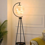 Floor Lamp | Spherical Glass Shade & Metal Tripod | LED Bulb Included