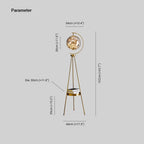 Floor Lamp | Spherical Glass Shade & Metal Tripod | LED Bulb Included