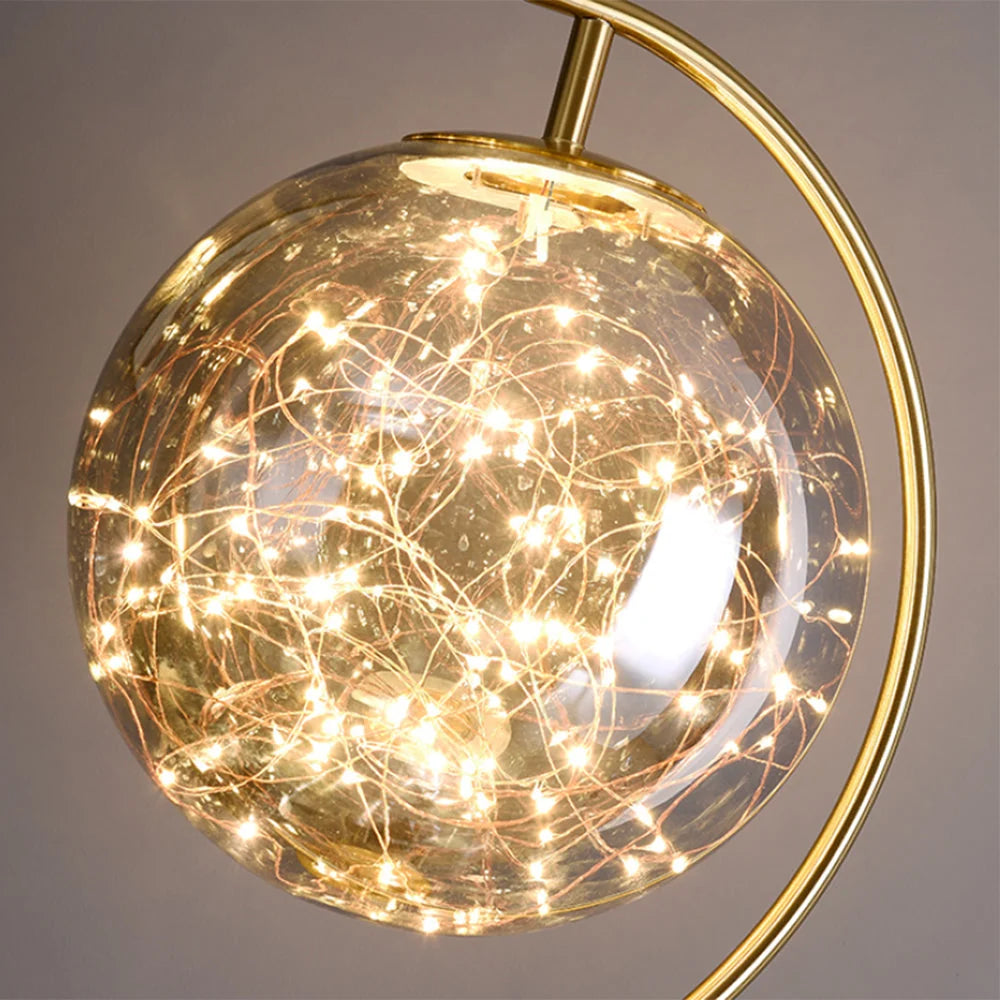 Floor Lamp | Spherical Glass Shade & Metal Tripod | LED Bulb Included