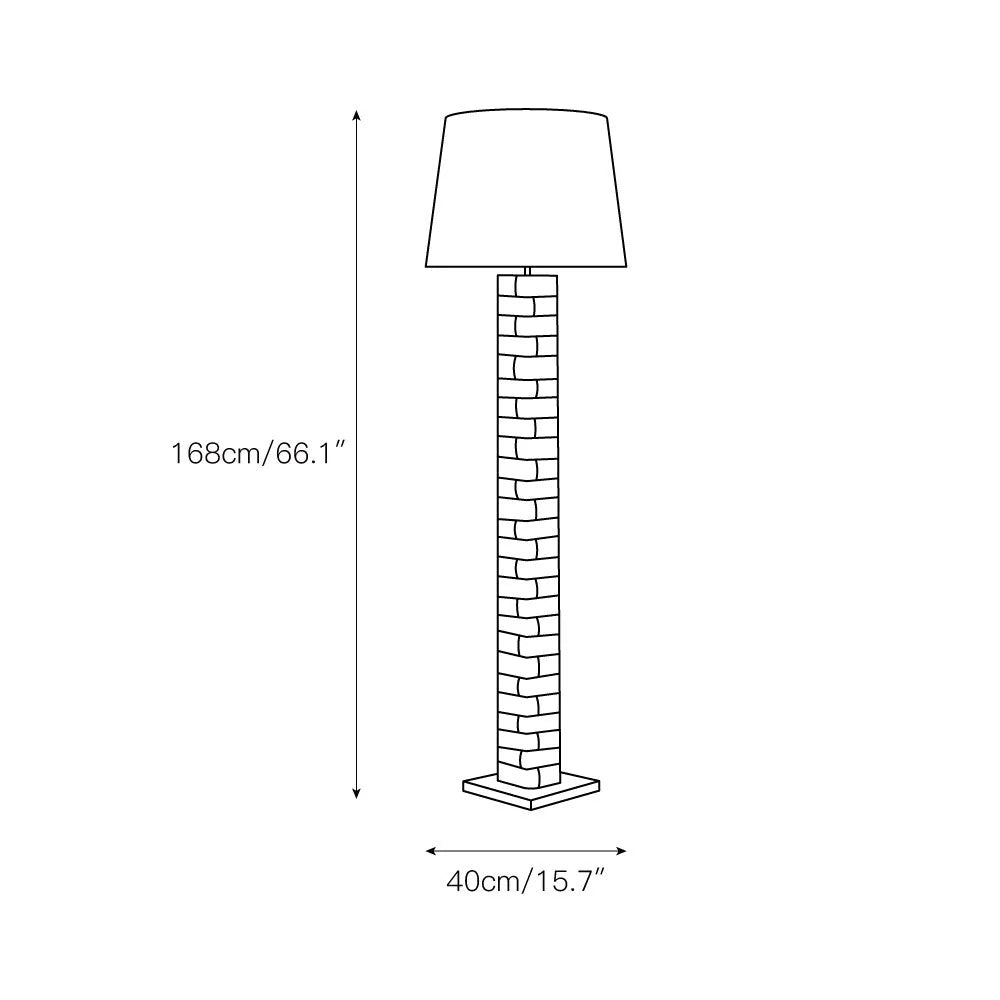 Floor Lamp | Wood & Hemp-Rope Frame With Fabric Shade | 168 cm