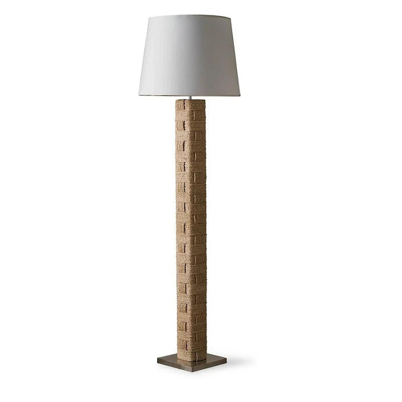 Floor Lamp | Wood & Hemp-Rope Frame With Fabric Shade | 168 cm