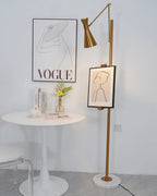 Floor Light | Sculptural Gold Frame & White Marble Base