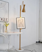 Floor Light | Sculptural Gold Frame & White Marble Base