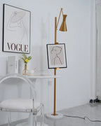 Floor Light | Sculptural Gold Frame & White Marble Base
