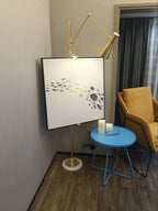 Floor Light | Sculptural Gold Frame & White Marble Base