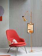 Floor Light | Sculptural Gold Frame & White Marble Base