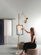 Floor Light | Sculptural Gold Frame & White Marble Base