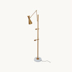 Floor Light | Sculptural Gold Frame & White Marble Base
