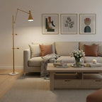 Floor Light | Sculptural Gold Frame & White Marble Base