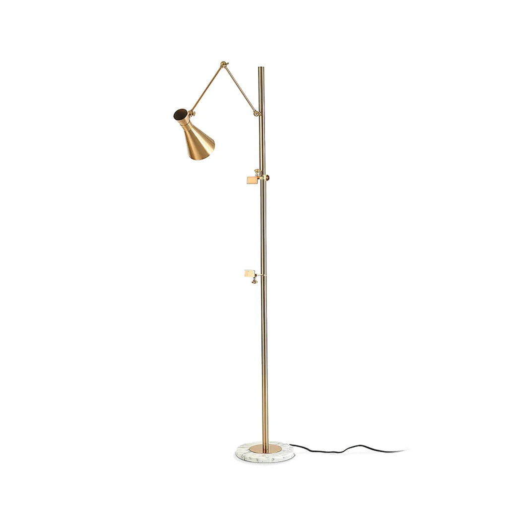 Floor Light | Sculptural Gold Frame & White Marble Base