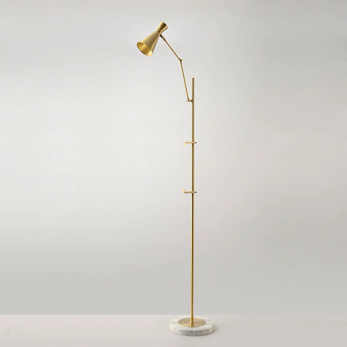 Floor Light | Sculptural Gold Frame & White Marble Base