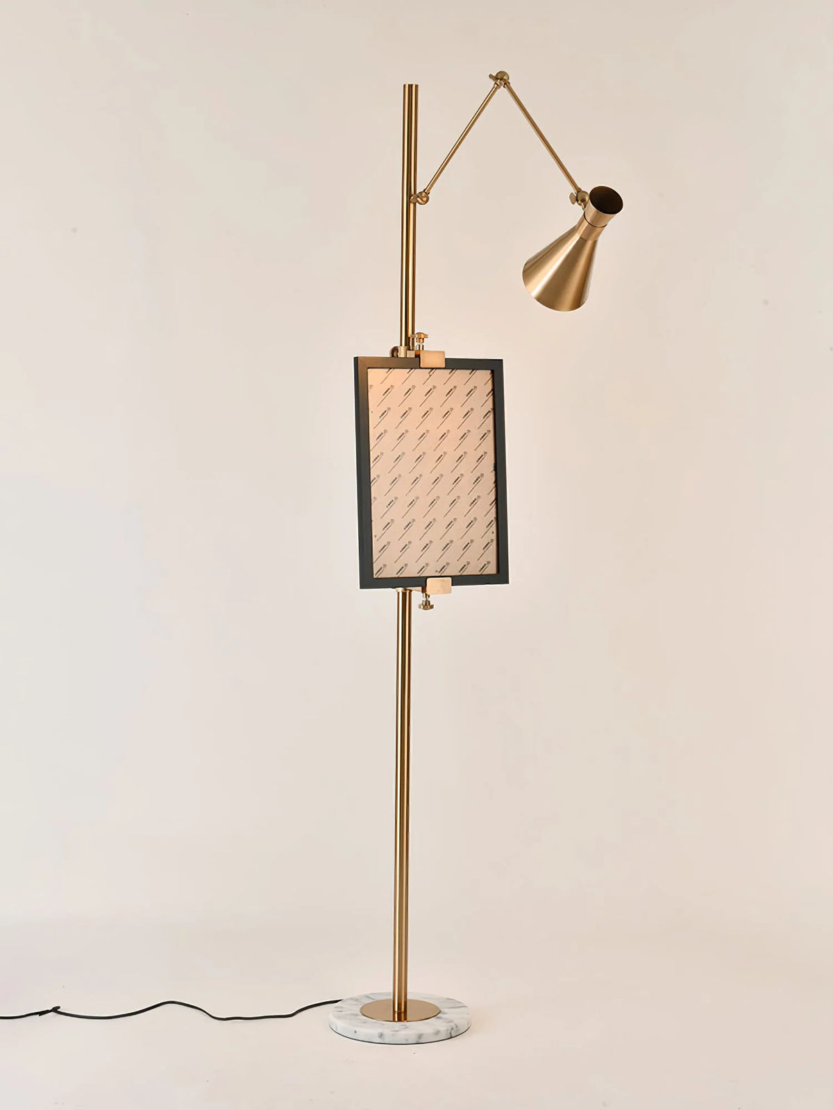 Floor Light | Sculptural Gold Frame & White Marble Base