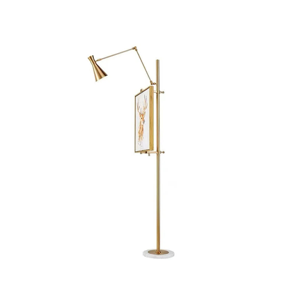 Floor Light | Sculptural Gold Frame & White Marble Base