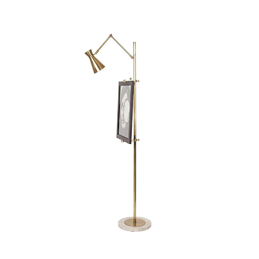 Floor Light | Sculptural Gold Frame & White Marble Base