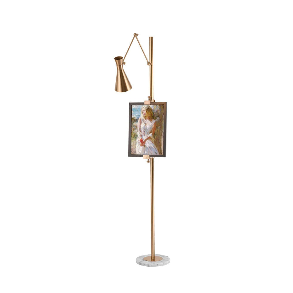 Floor Light | Sculptural Gold Frame & White Marble Base