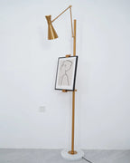 Floor Light | Sculptural Gold Frame & White Marble Base