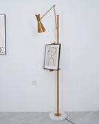 Floor Light | Sculptural Gold Frame & White Marble Base