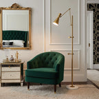 Floor Light | Sculptural Gold Frame & White Marble Base