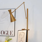 Floor Light | Sculptural Gold Frame & White Marble Base