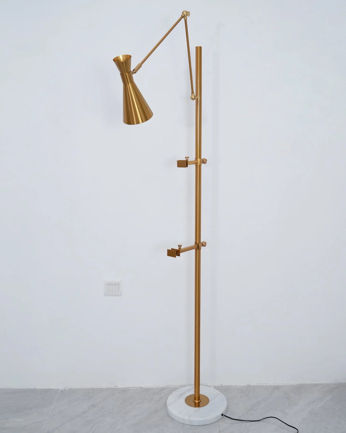Floor Light | Sculptural Gold Frame & White Marble Base