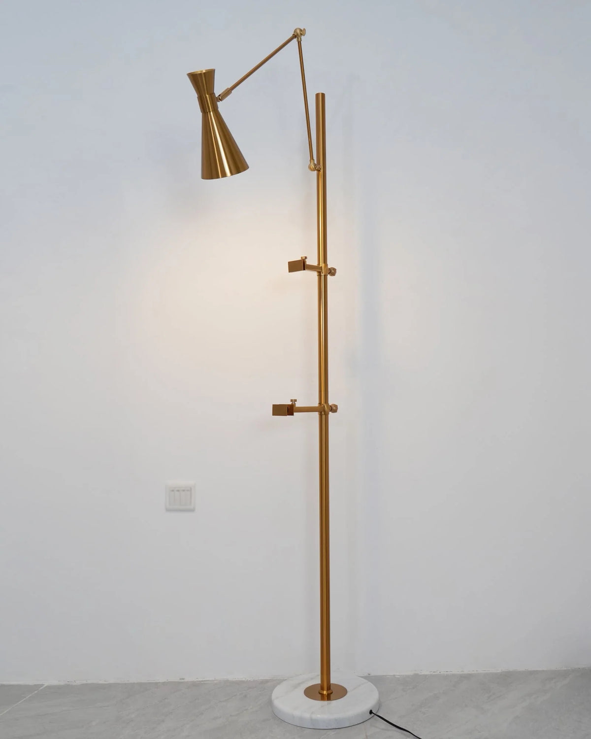 Floor Light | Sculptural Gold Frame & White Marble Base