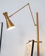Floor Light | Sculptural Gold Frame & White Marble Base