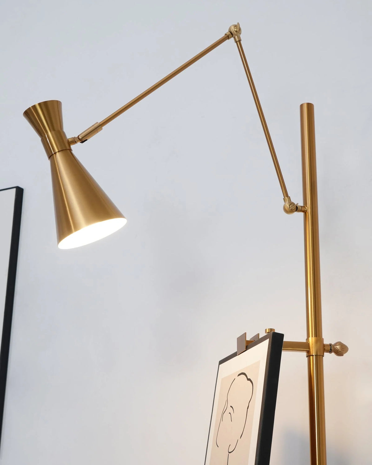 Floor Light | Sculptural Gold Frame & White Marble Base